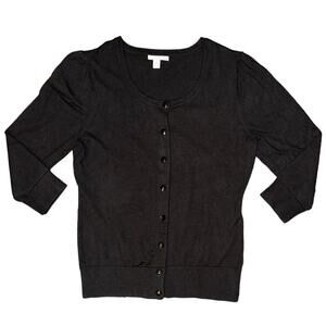 Halogen Focus Black 3/4 Sleeve Cardigan